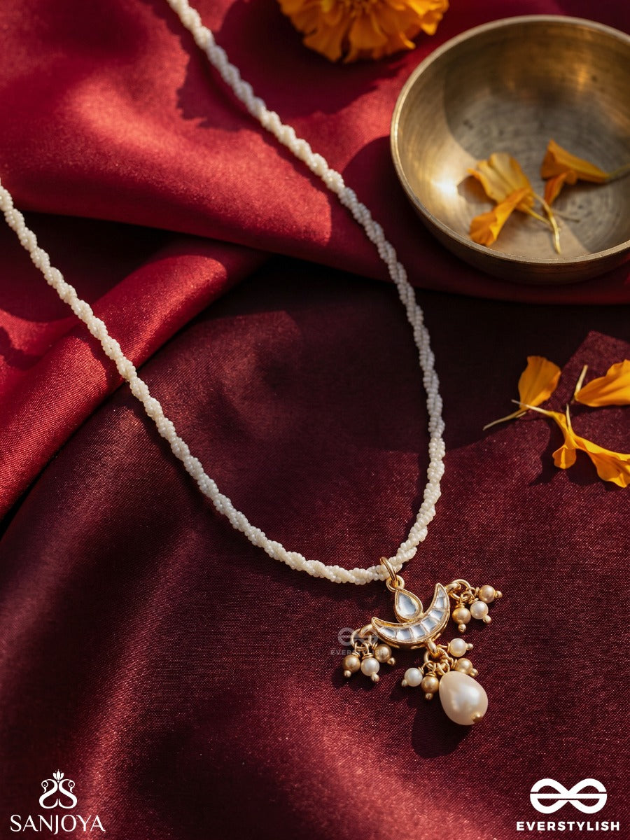 Kanakbindu - Golden Drop - Minimal Necklace With Pearl Strands And Single Dangling Accent