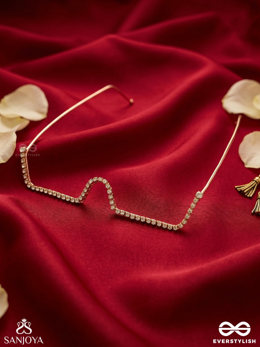 Tarakshi – Starlit Shine – Minimal Rhinestone Face Let With A Sleek Sculpted Wave Design