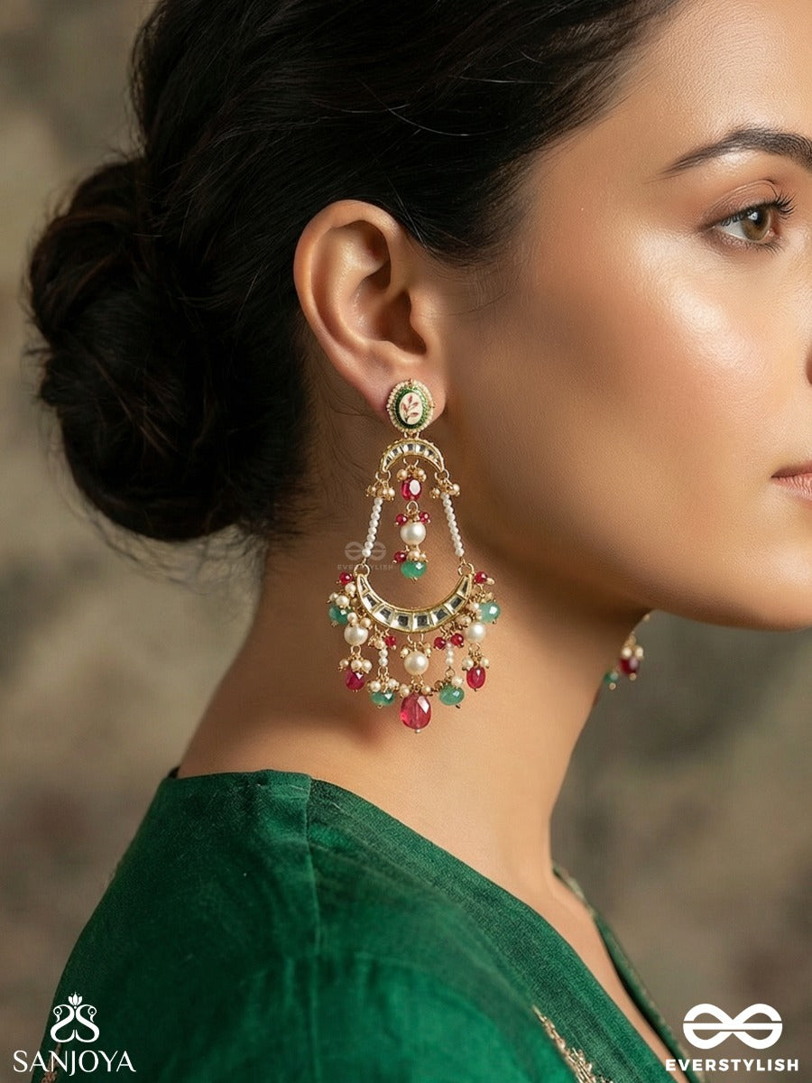 Bhavini - Expressive Feminine - Decorative Earrings With Gemmed Details And Dangling Structure