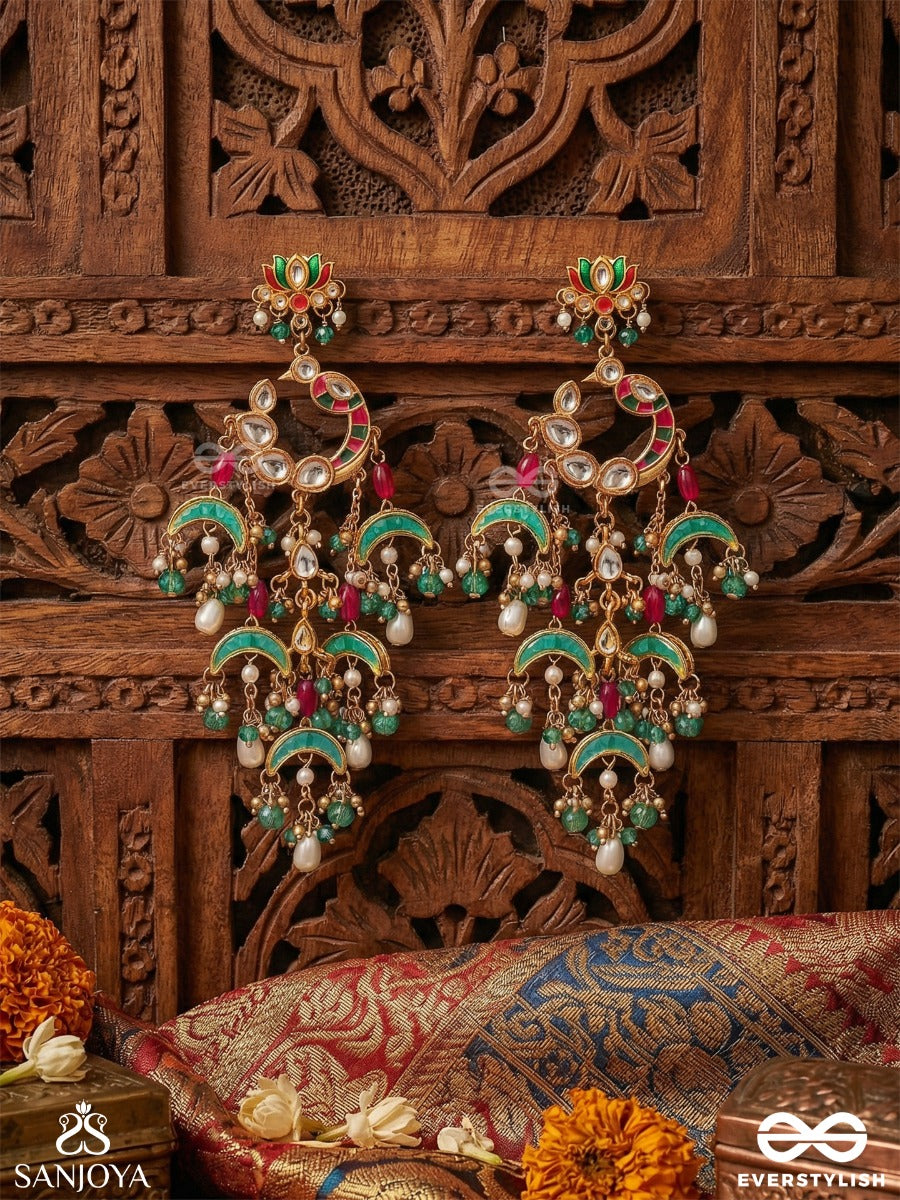 Tarakshree – Starry Splendour – Decorative Earrings With Embellished Panels And Flowing Accents