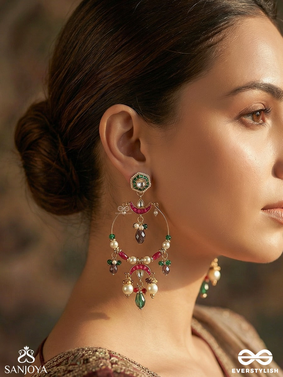 Samriddhika - Abundant Beauty - Statement Earrings With Gemmed Elements And Cascade Details