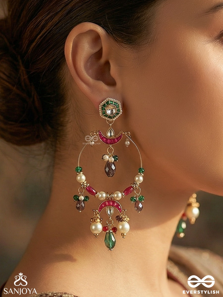 Samriddhika - Abundant Beauty - Statement Earrings With Gemmed Elements And Cascade Details