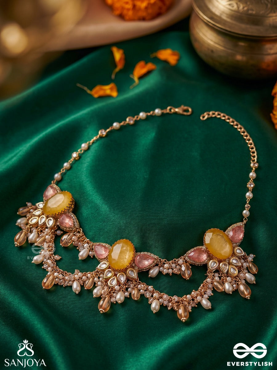 Ambarshobha - Sky-Like Radiance - Decorative Necklace With Embellished Motifs And Cascade Details