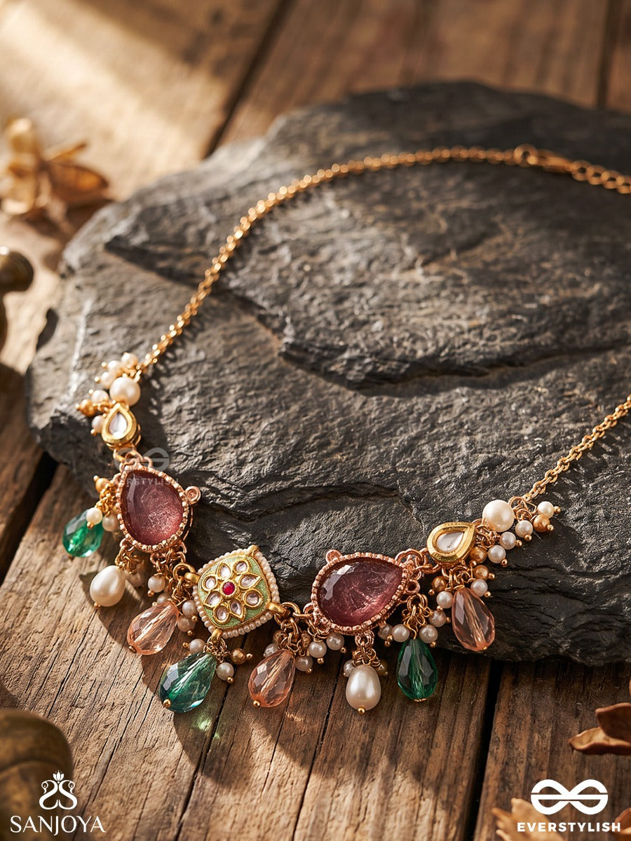 Mayukhika - Rays Of Light - Elegant Necklace With Embellished Elements And Flowing Accents