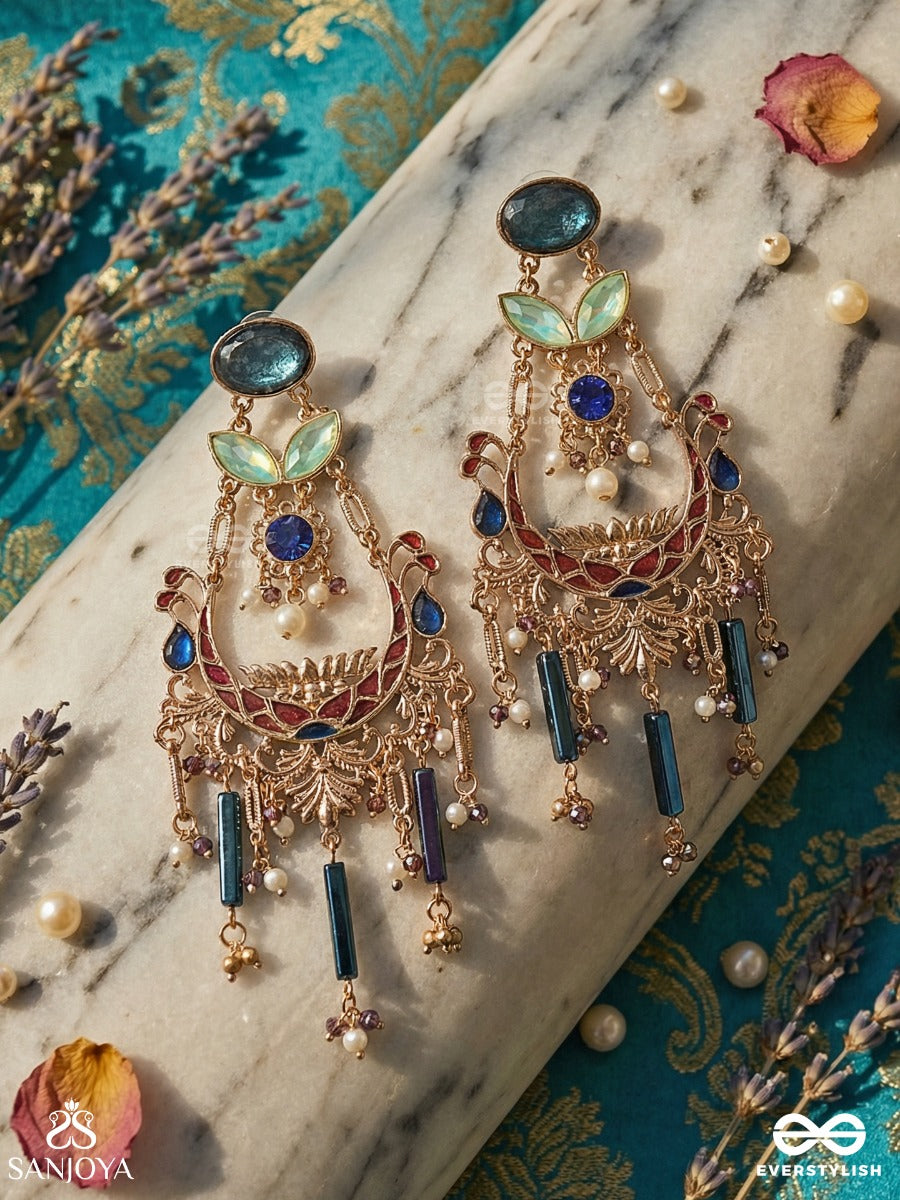 Vibhutarangi - Flow Of Splendour - Statement Earrings With Ornate Frame And Multi-Drop Cascade Accents