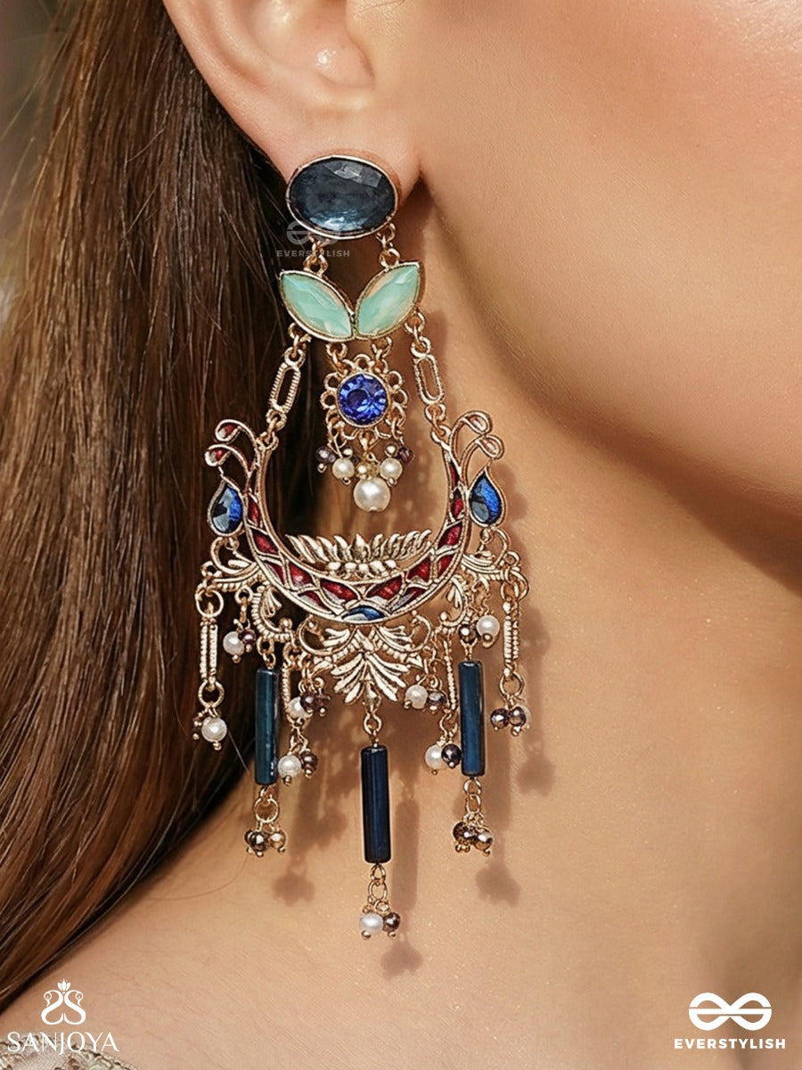 Vibhutarangi - Flow Of Splendour - Statement Earrings With Ornate Frame And Multi-Drop Cascade Accents
