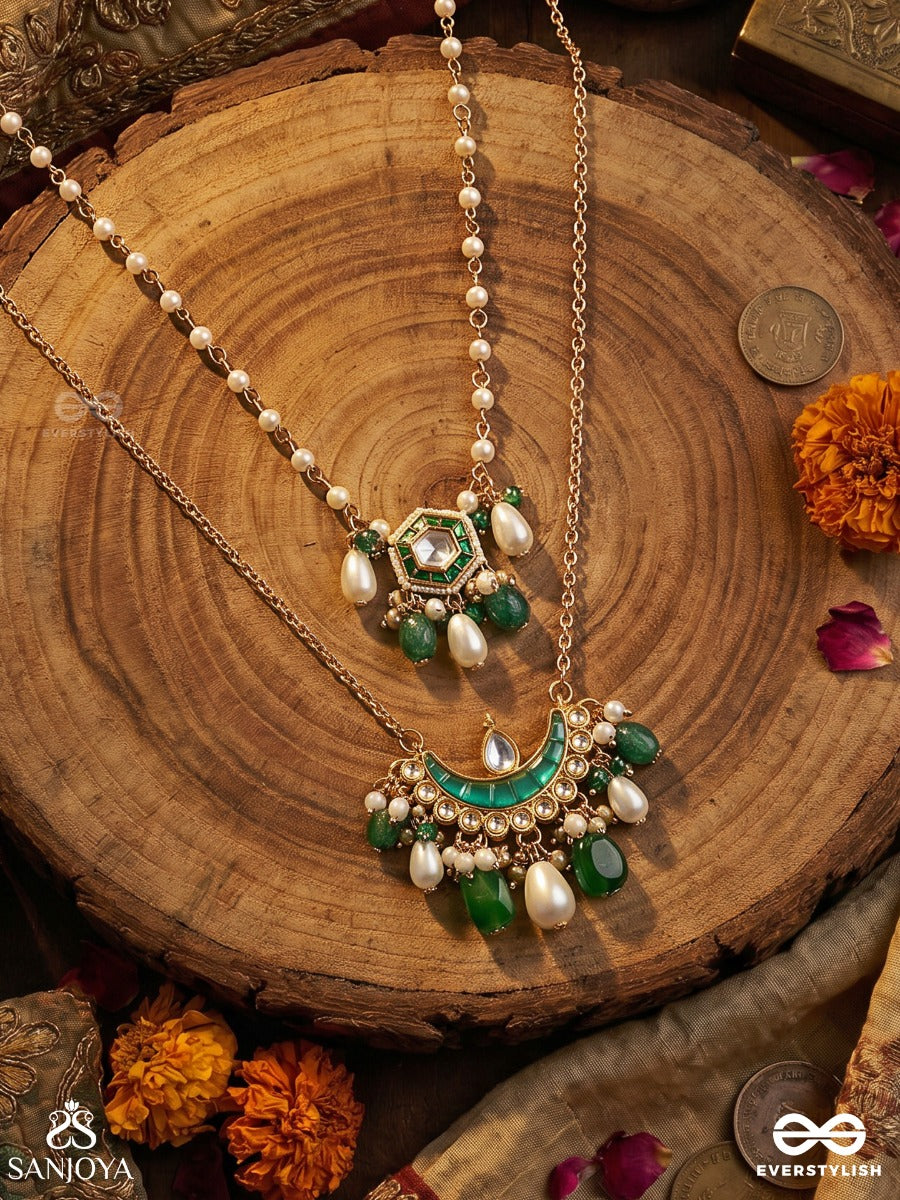 Alokdhwani - Radiant Flow - Statement Necklace With Gemmed Elements And Dangling Details