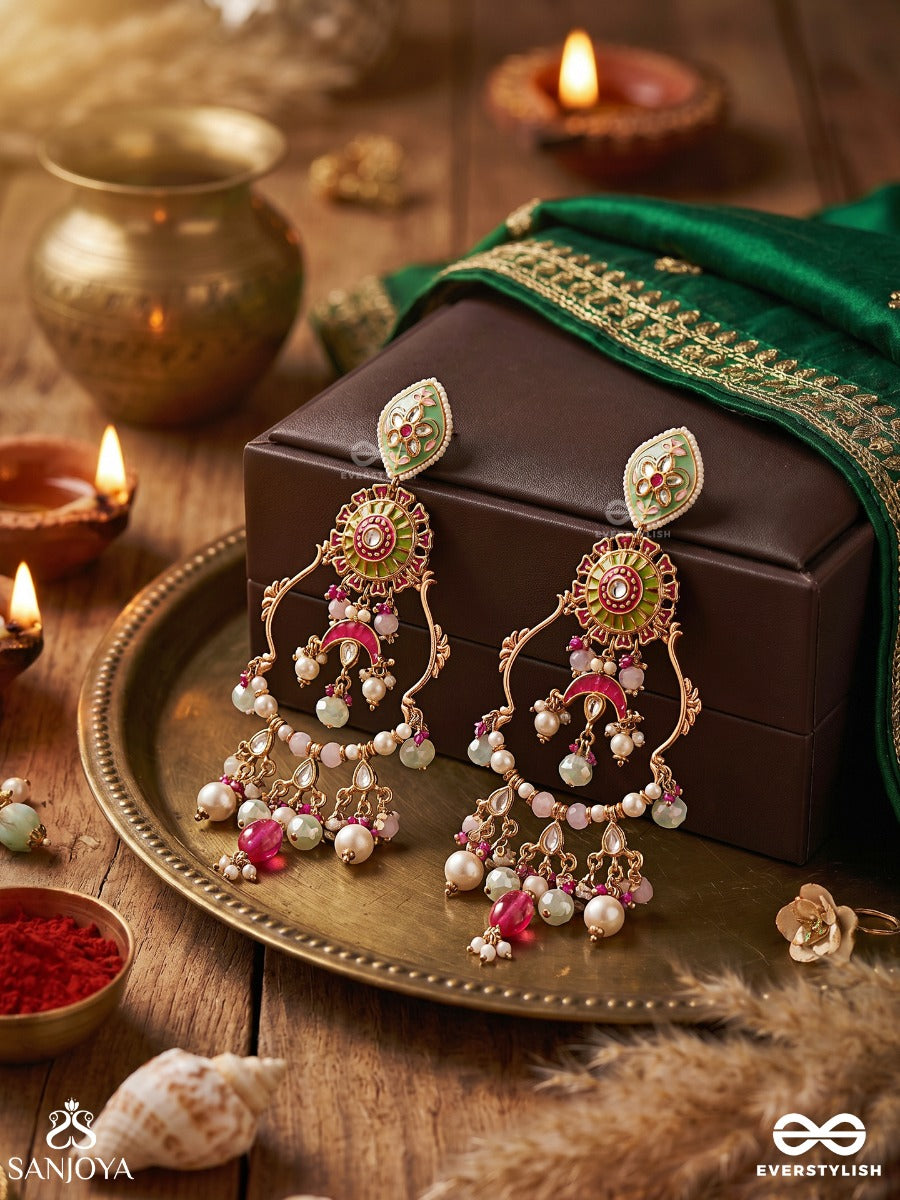 Dhruvika - Constant Grace - Statement Earrings With Structured Form And Multi-Stone Elements