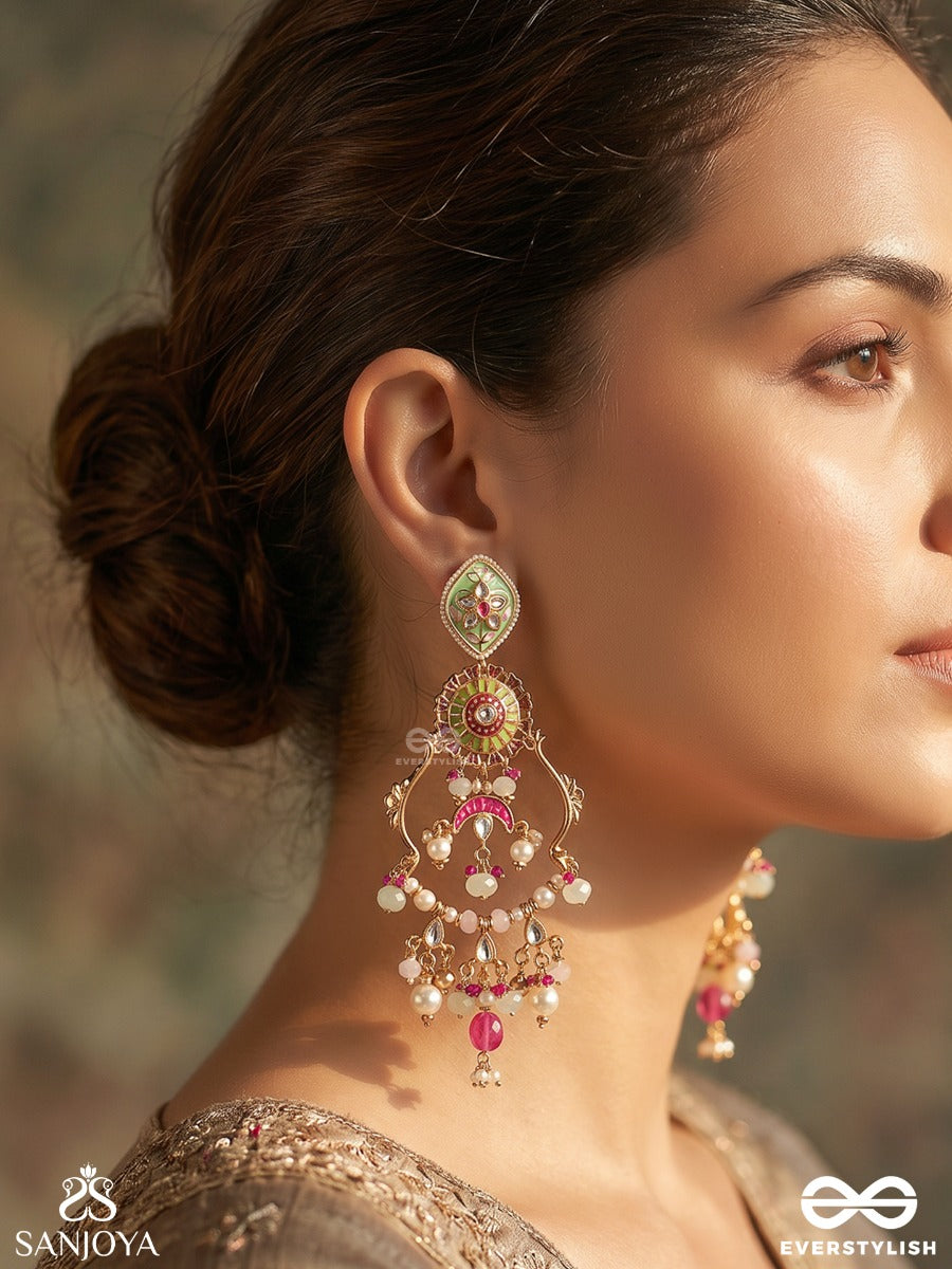 Dhruvika - Constant Grace - Statement Earrings With Structured Form And Multi-Stone Elements