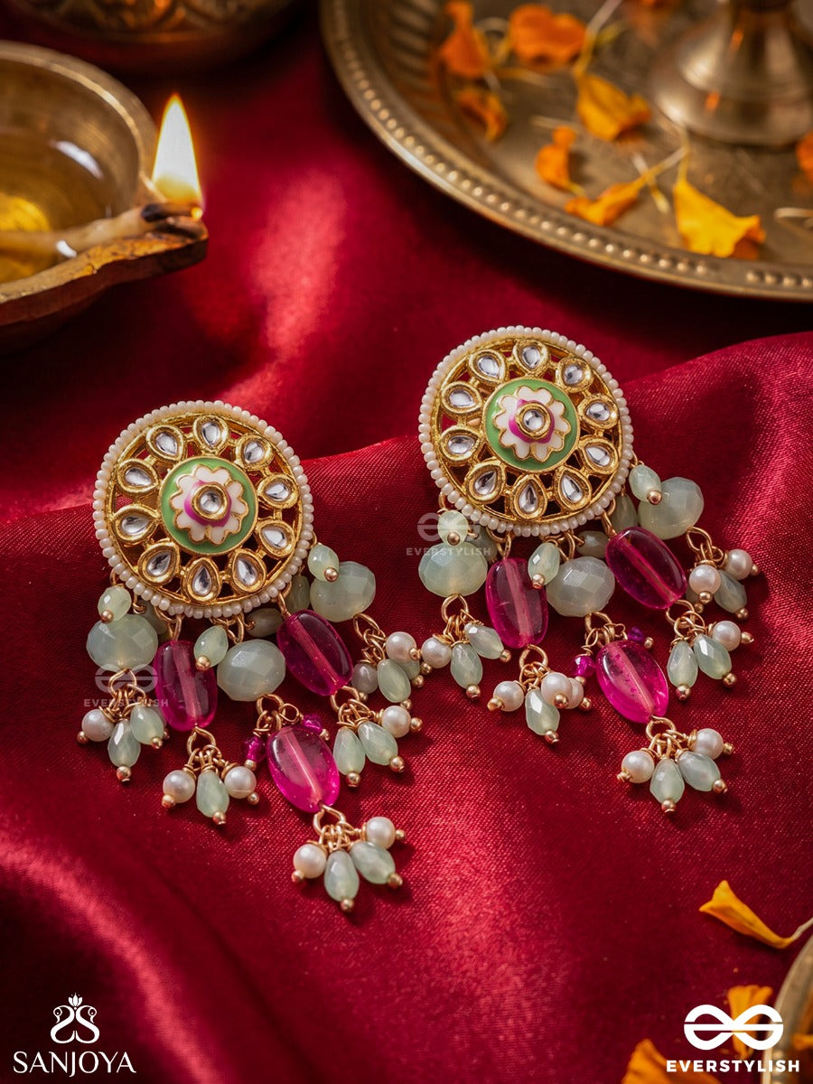Neevika - Foundation Of Grace - Festive Earrings With Embellished Motifs And Dangling Accents