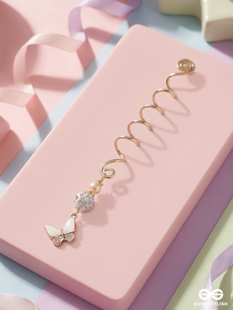 Butter Gleam - Golden Braidlet With Crystal Ball And Butterfly Drop