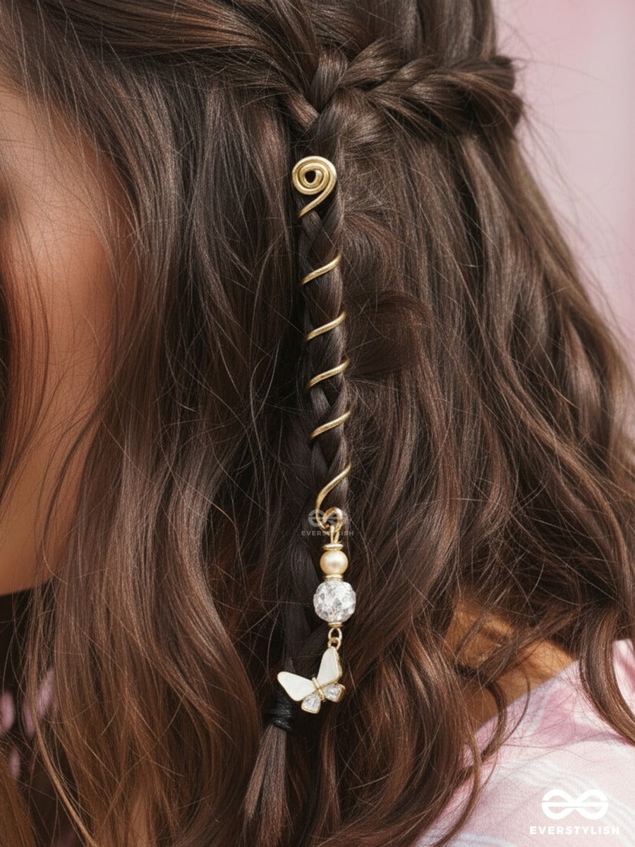 Butter Gleam - Golden Braidlet With Crystal Ball And Butterfly Drop