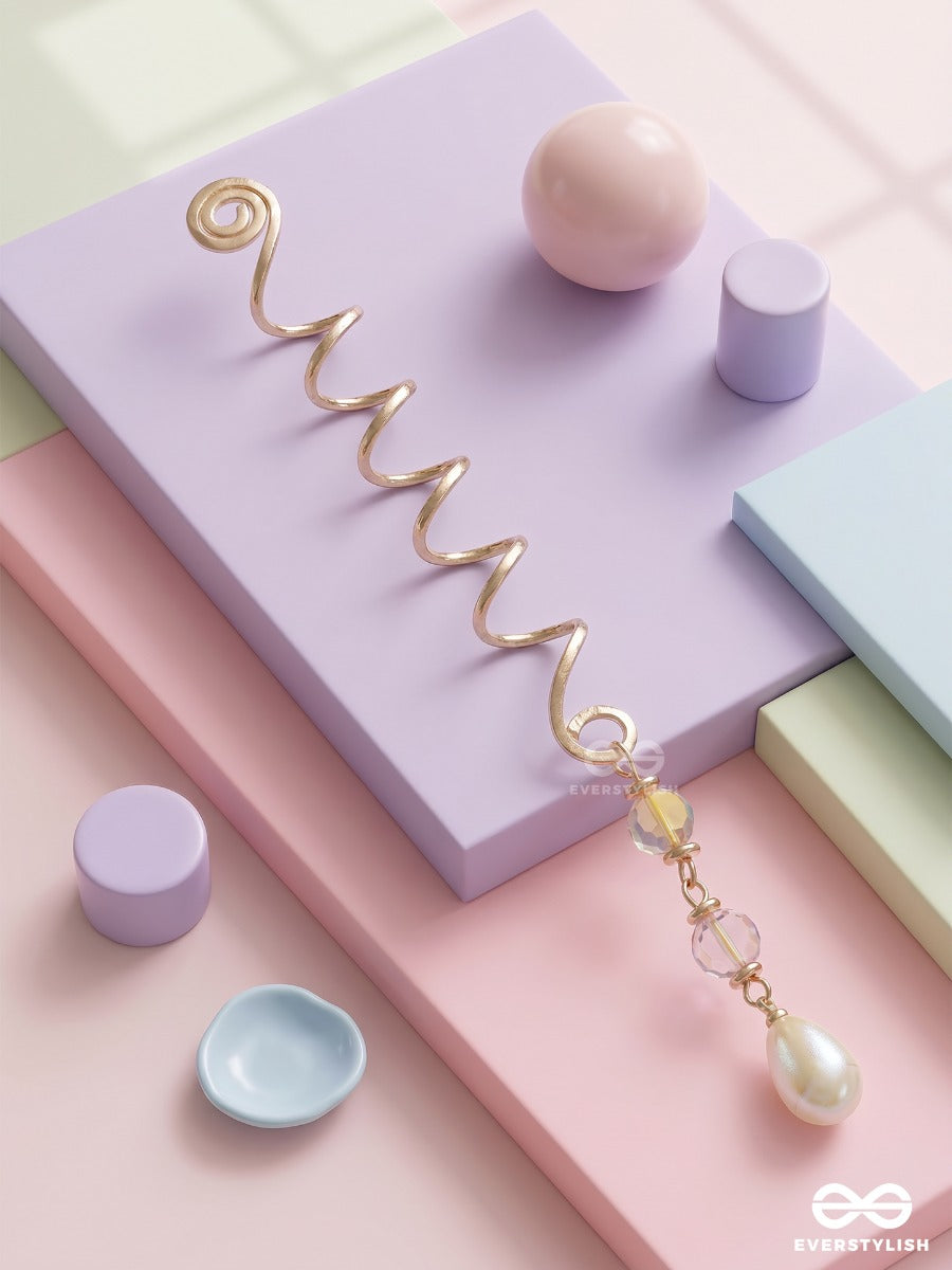 Moondrop Twist - Minimal Spiral Braidlet With Classic Pearl Hanging