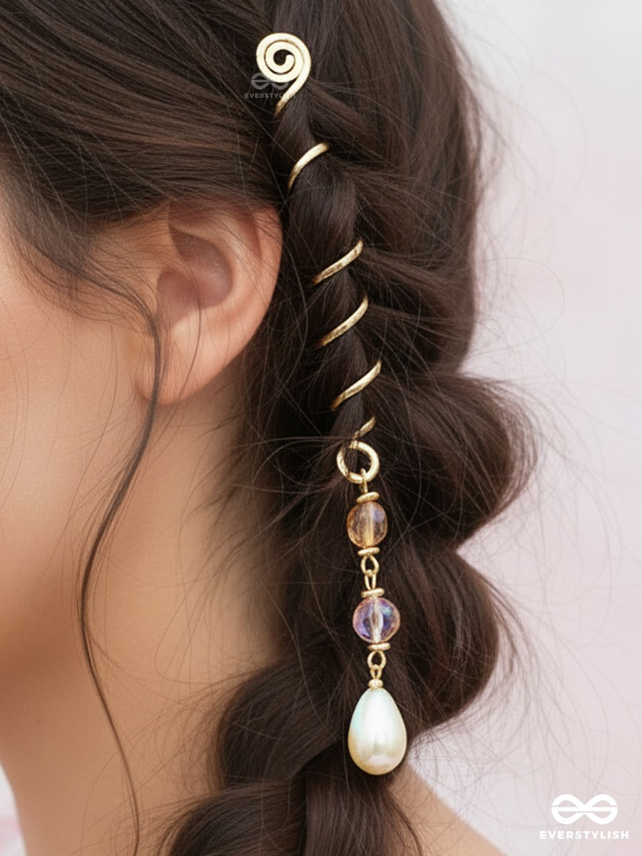 Moondrop Twist - Minimal Spiral Braidlet With Classic Pearl Hanging