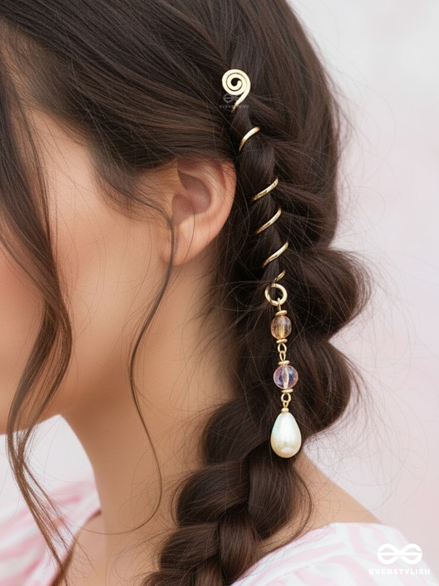 Moondrop Twist - Minimal Spiral Braidlet With Classic Pearl Hanging