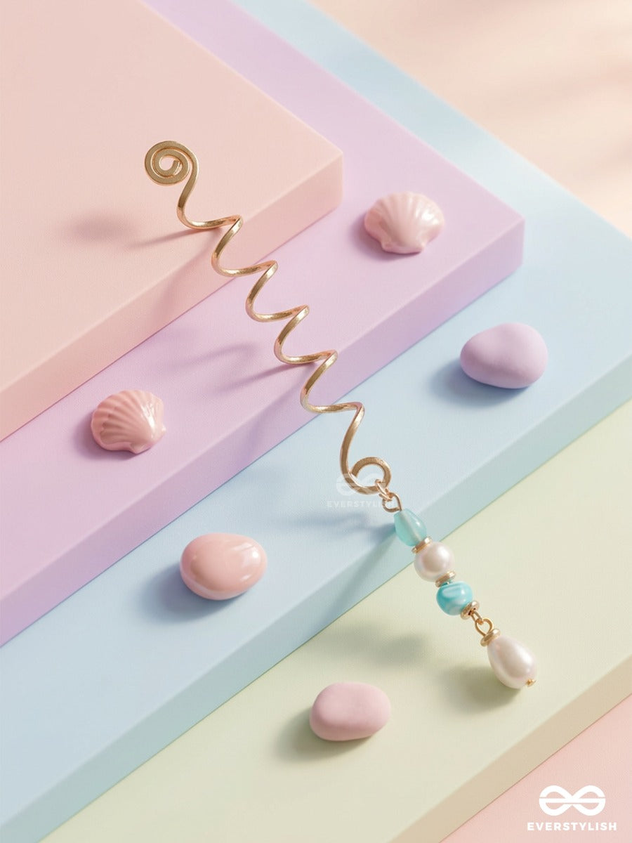 Celeste Drip - Spiral Braidlet With Sky-Toned Bead Details