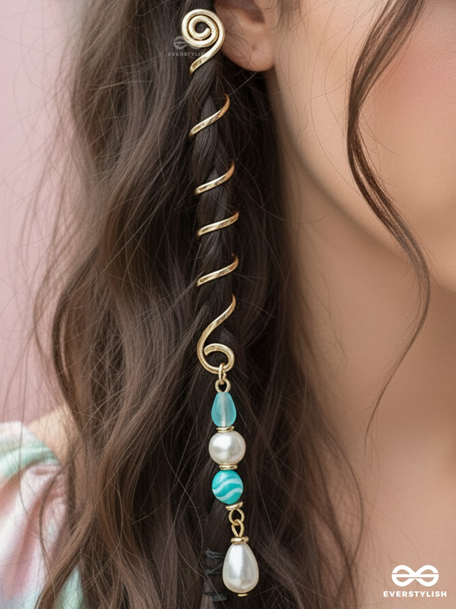 Celeste Drip - Spiral Braidlet With Sky-Toned Bead Details