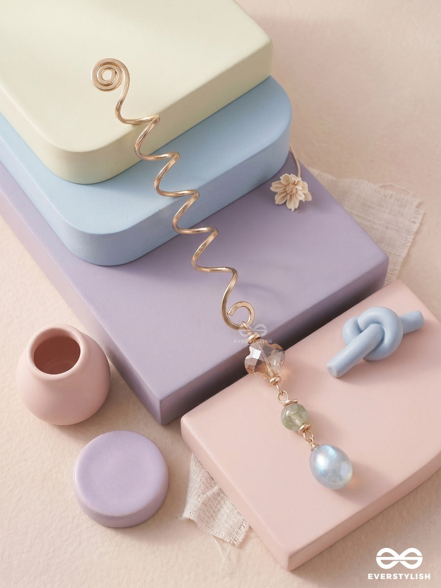 Lucent Sky - Golden Spiral Braidlet With Ocean-Toned Accents
