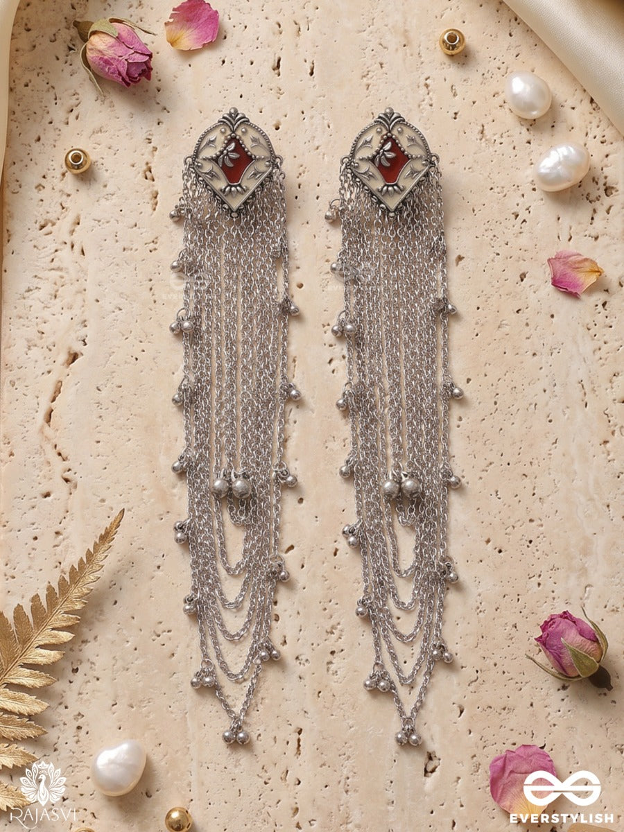 Morni Kaskad – Long Drop Chain Oxidised Kashmiri Earrings
