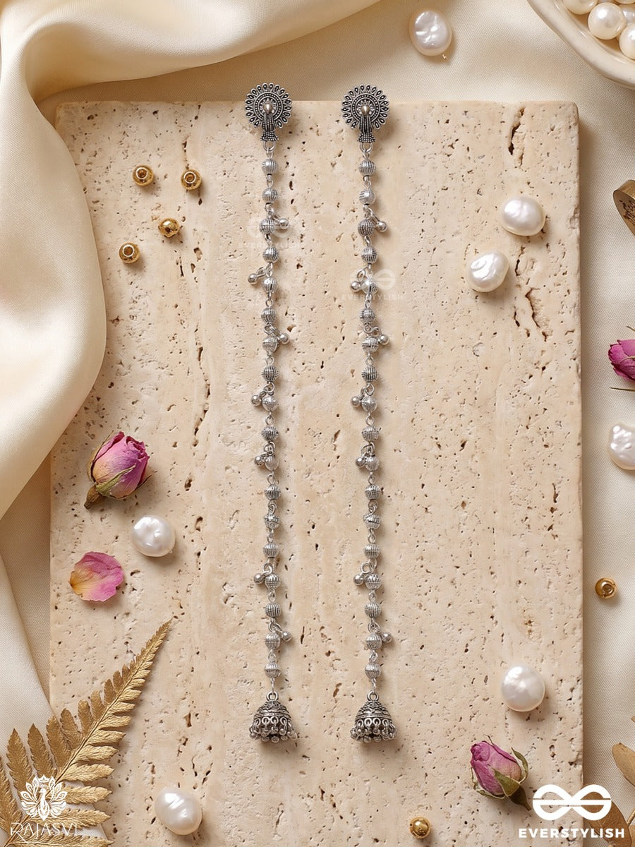 Kaanchi Resha – Long Drop Oxidised Kashmiri Earrings