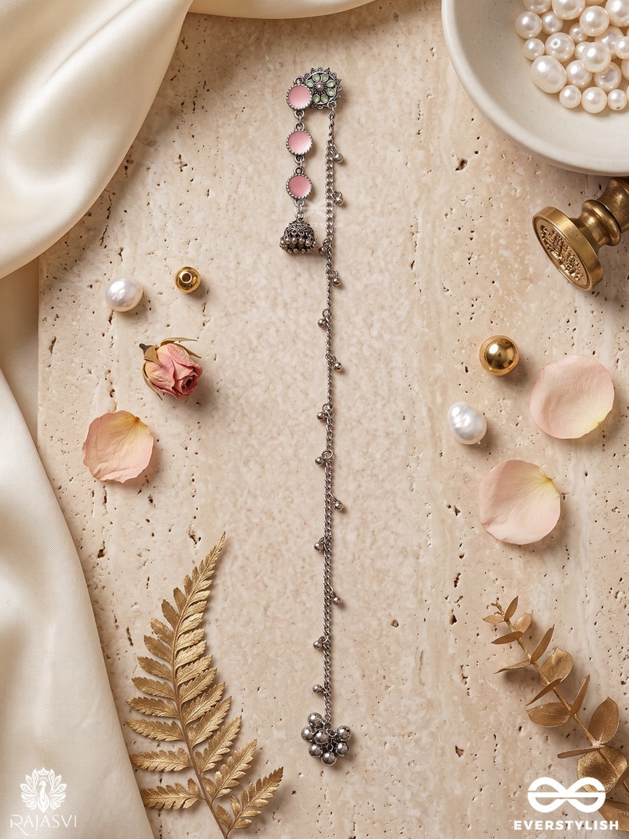 Tajveer Flow – Chain Drop Oxidised Kashmiri Earrings