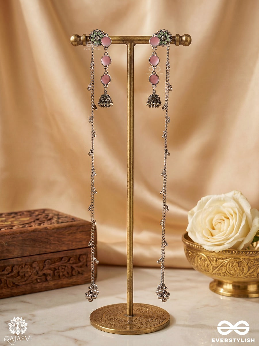 Tajveer Flow – Chain Drop Oxidised Kashmiri Earrings