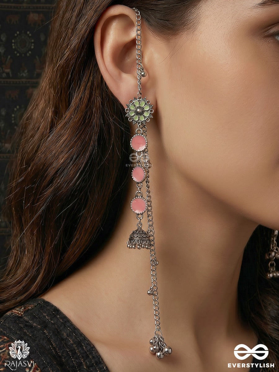 Tajveer Flow – Chain Drop Oxidised Kashmiri Earrings