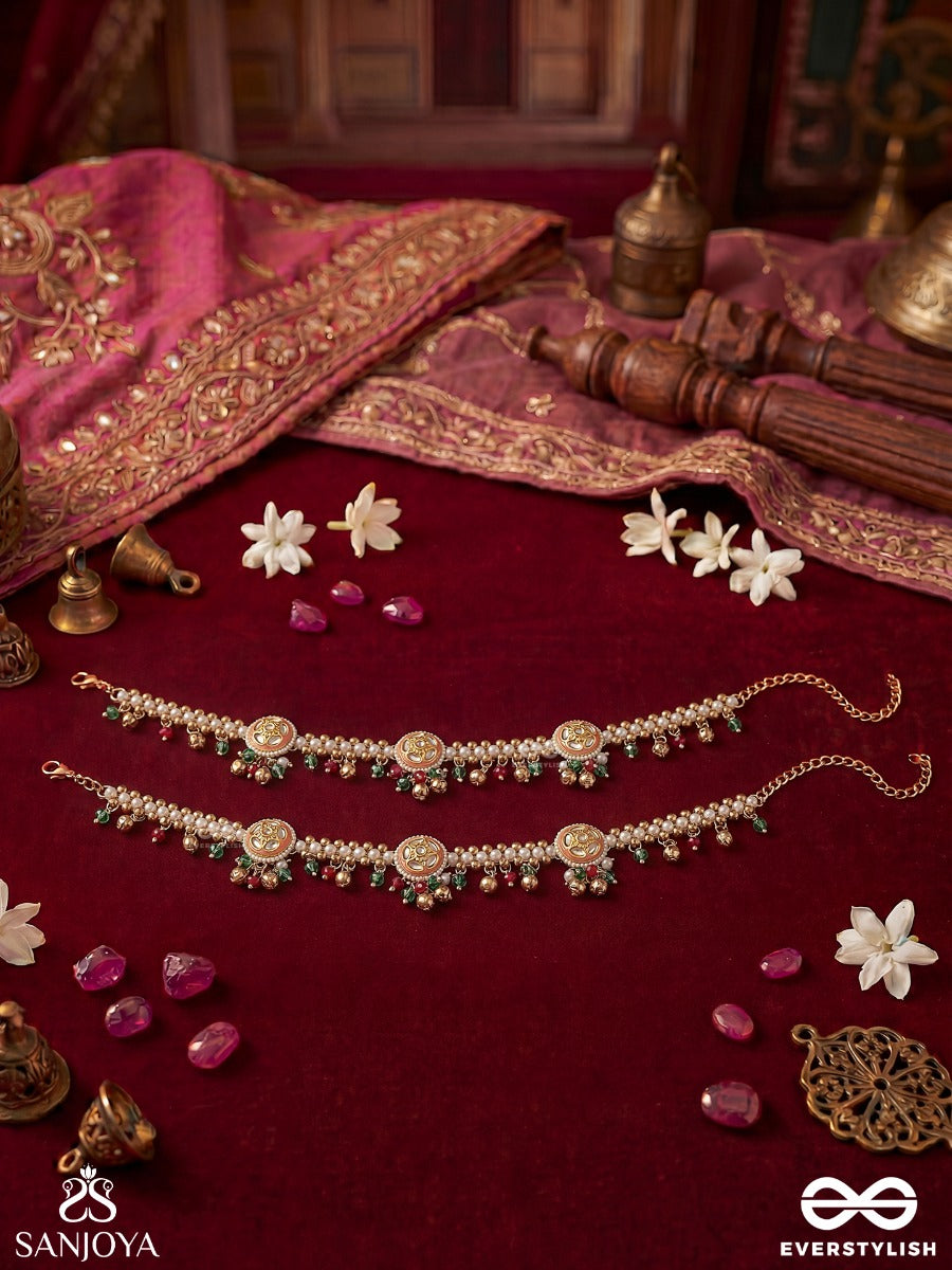 Pravrini – Flowing Beauty – Delicate Anklet With Ornamental Charms And Multi-Colour Drop Accents