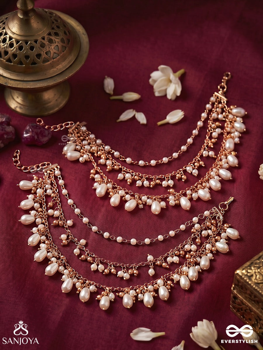 Gauranika – Pure Glow – Layered Earchain With Dangling Pearl Drops And Flowing Accents