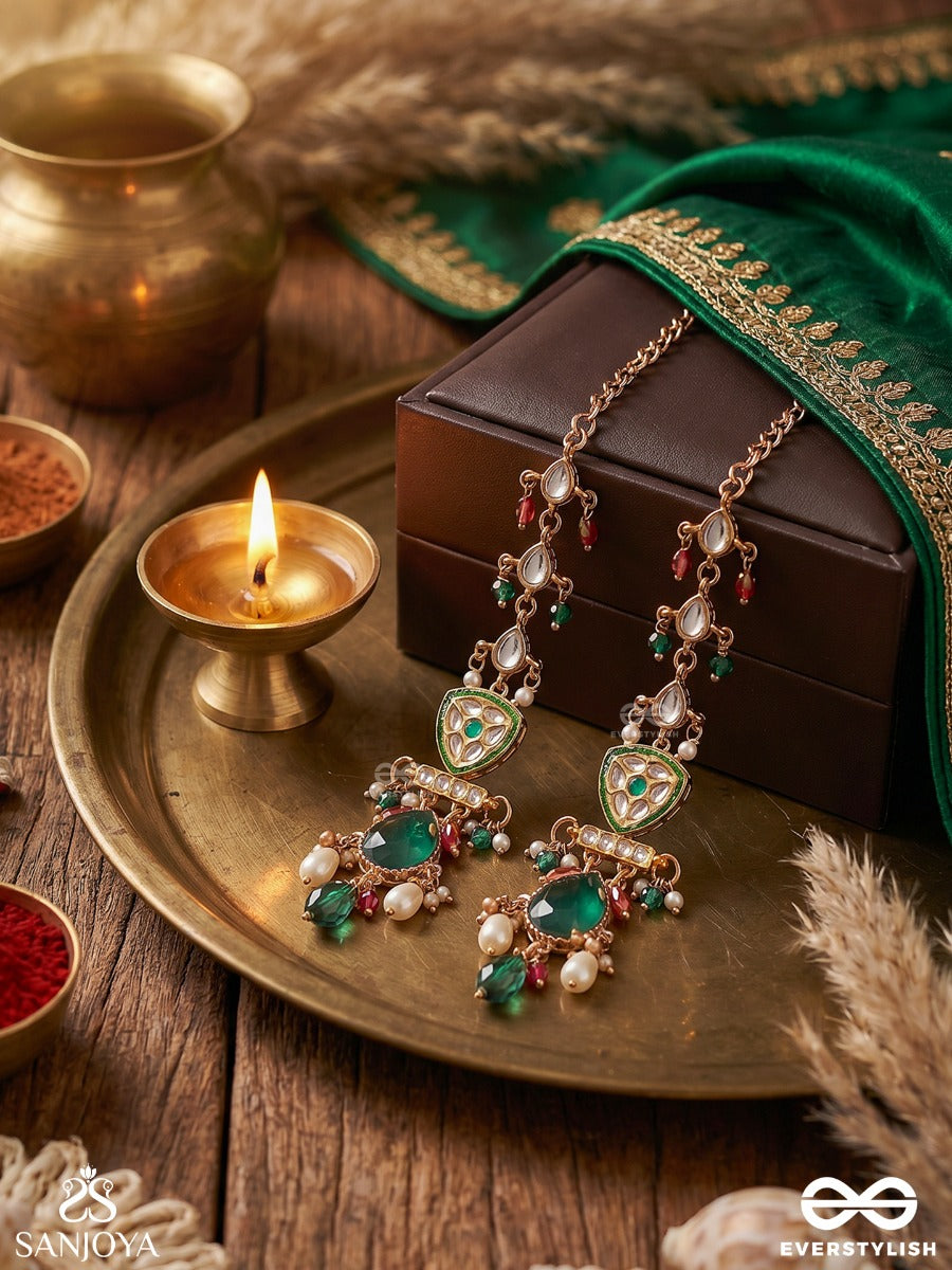 Quasira – Radiant Charm – Festive Earrings With Kaan Chain, Ornamental Links And Multi-Drop Elements