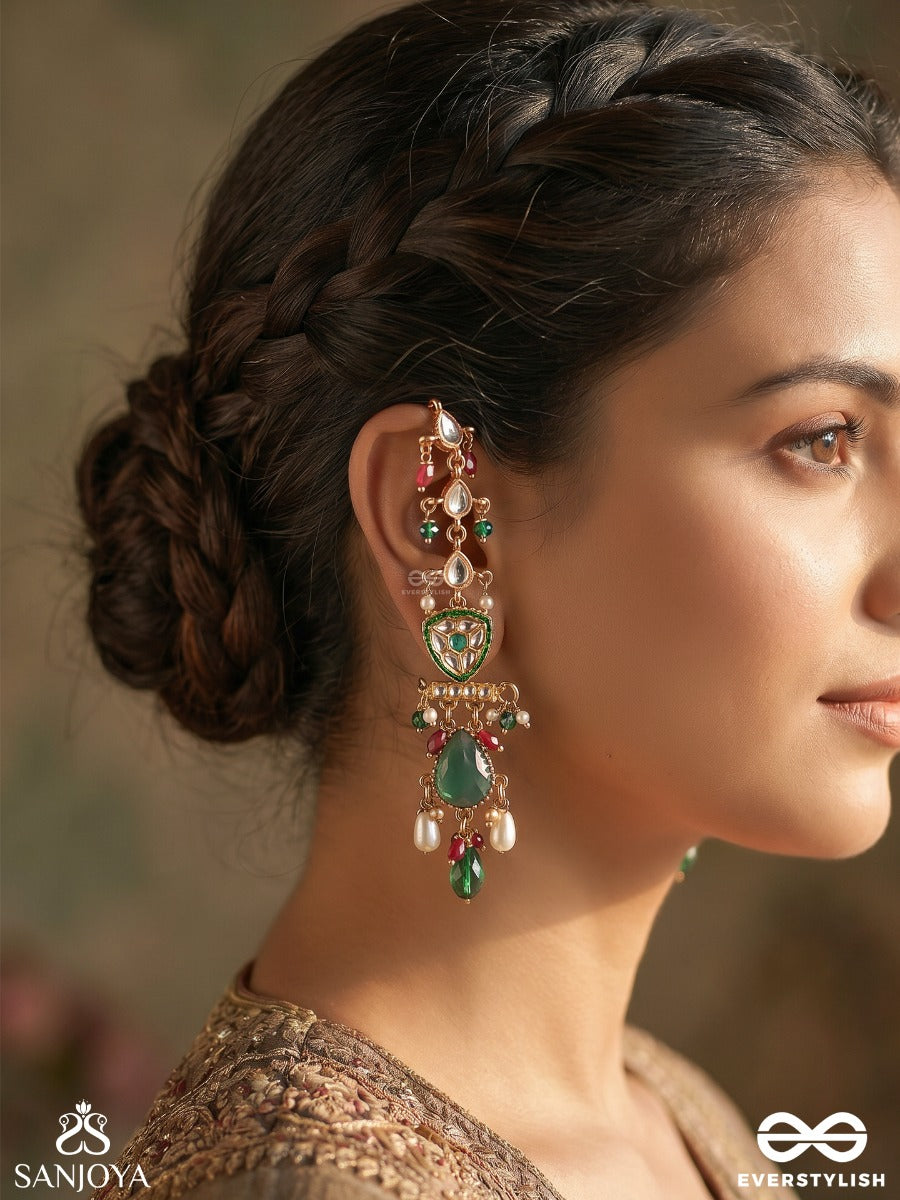 Quasira – Radiant Charm – Festive Earrings With Kaan Chain, Ornamental Links And Multi-Drop Elements