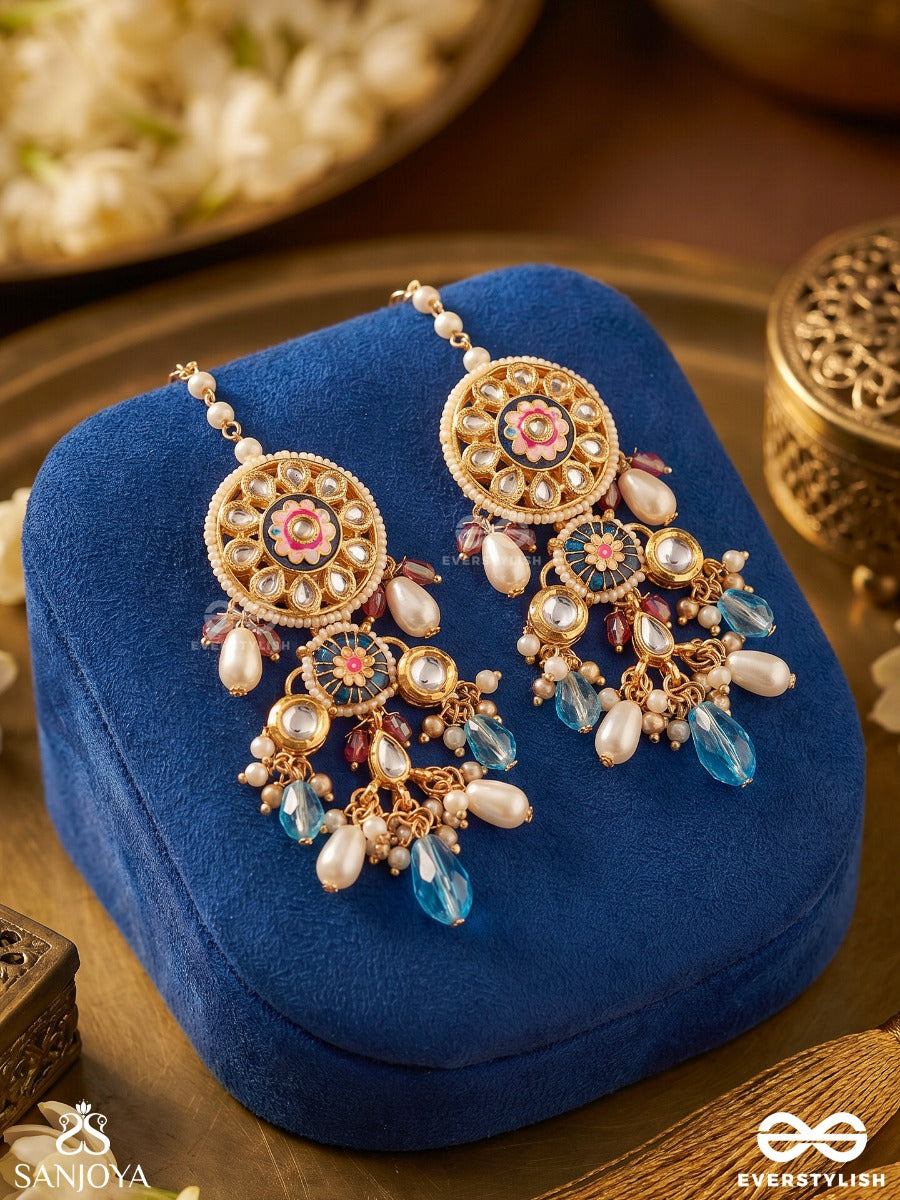 Mehranjali – Offering Of Radiance – Ornate Kaan Chain Earrings With Flowing Chains And Gemmed Drops