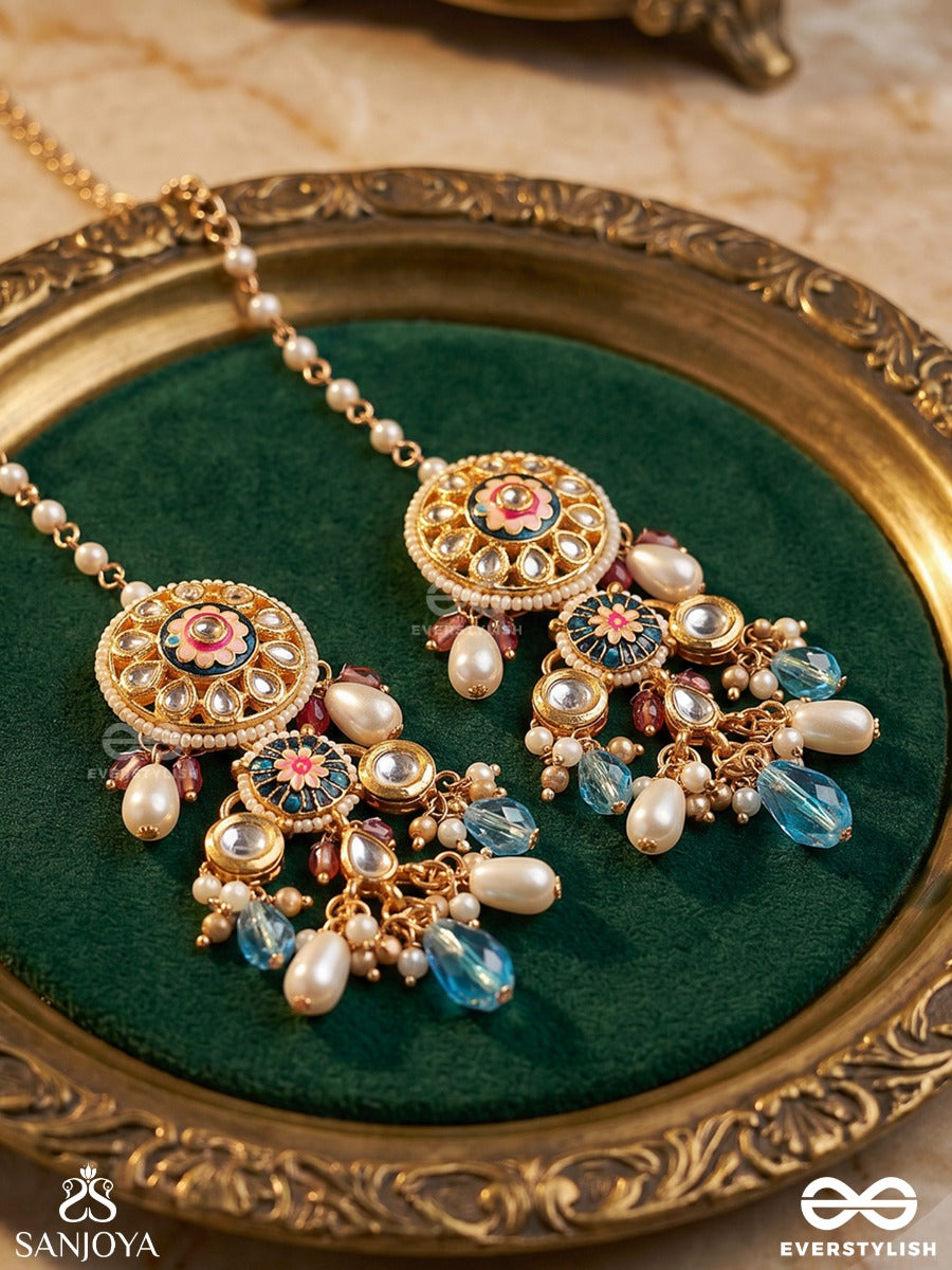 Mehranjali – Offering Of Radiance – Ornate Kaan Chain Earrings With Flowing Chains And Gemmed Drops