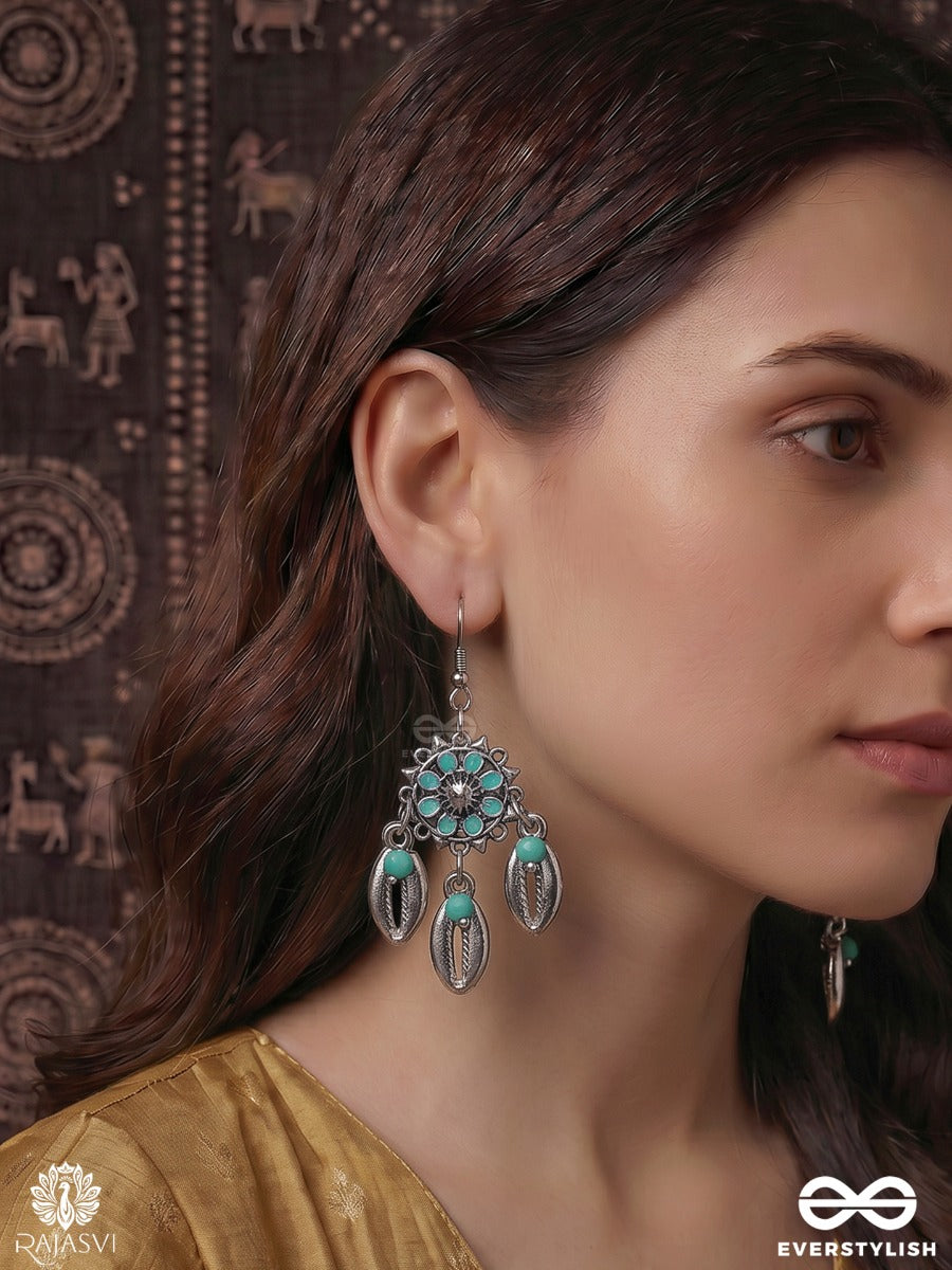 Gulrava Taarika – Oxidised Earrings With Ethnic Leaf Drops