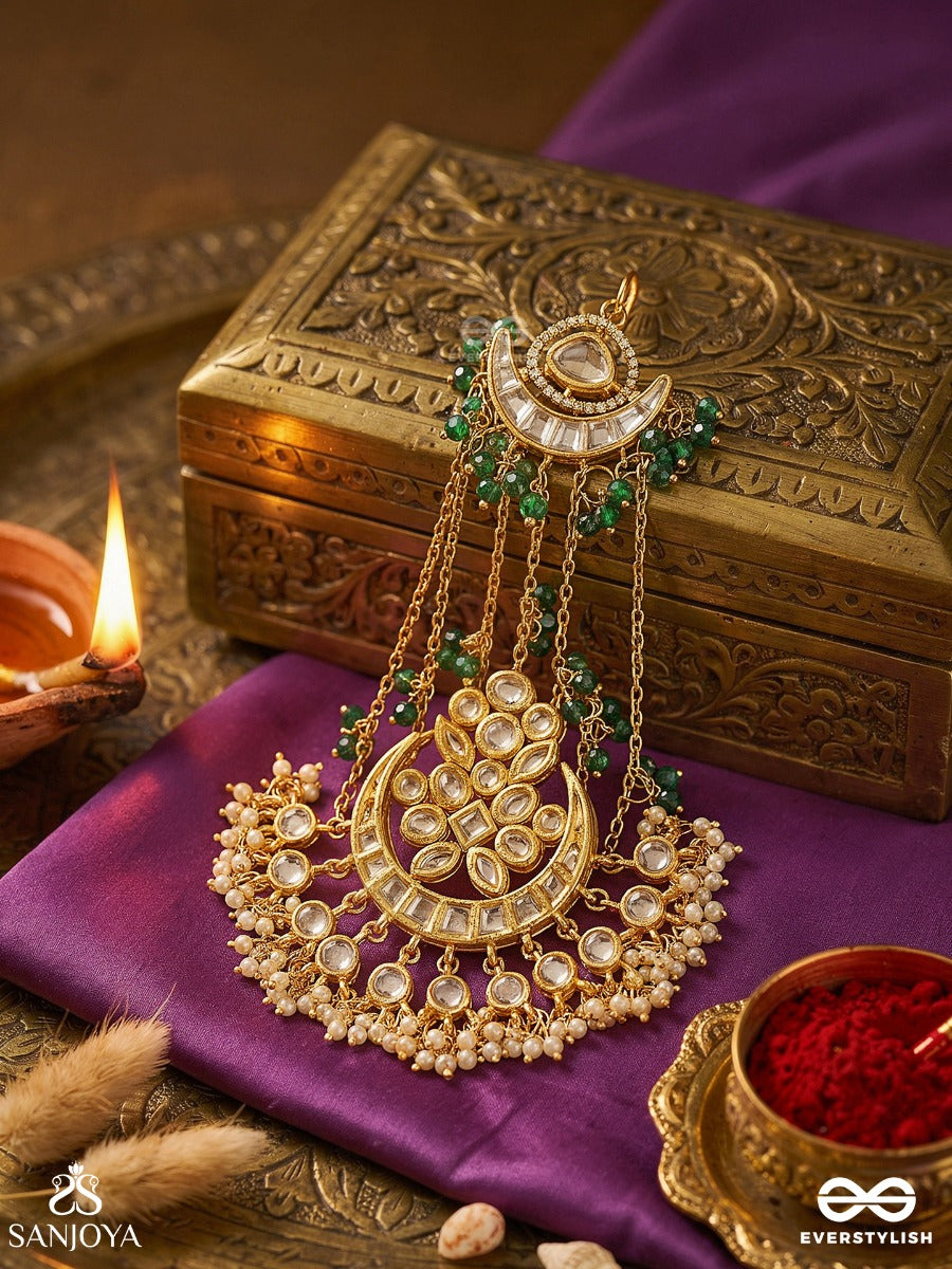 Zarbafta – Woven In Gold – Festive Passa With Dangling Emerald Drops And Cascade Details
