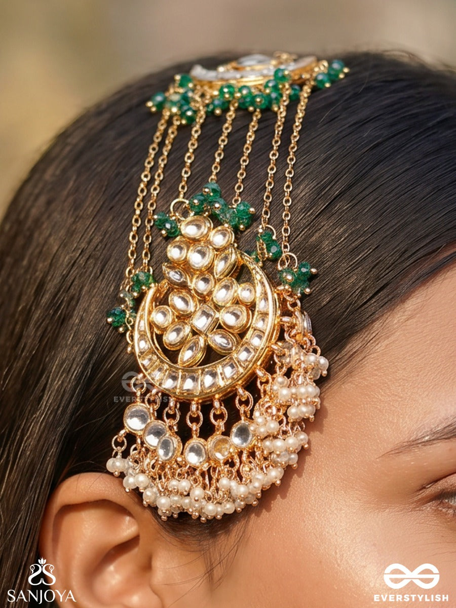 Zarbafta – Woven In Gold – Festive Passa With Dangling Emerald Drops And Cascade Details
