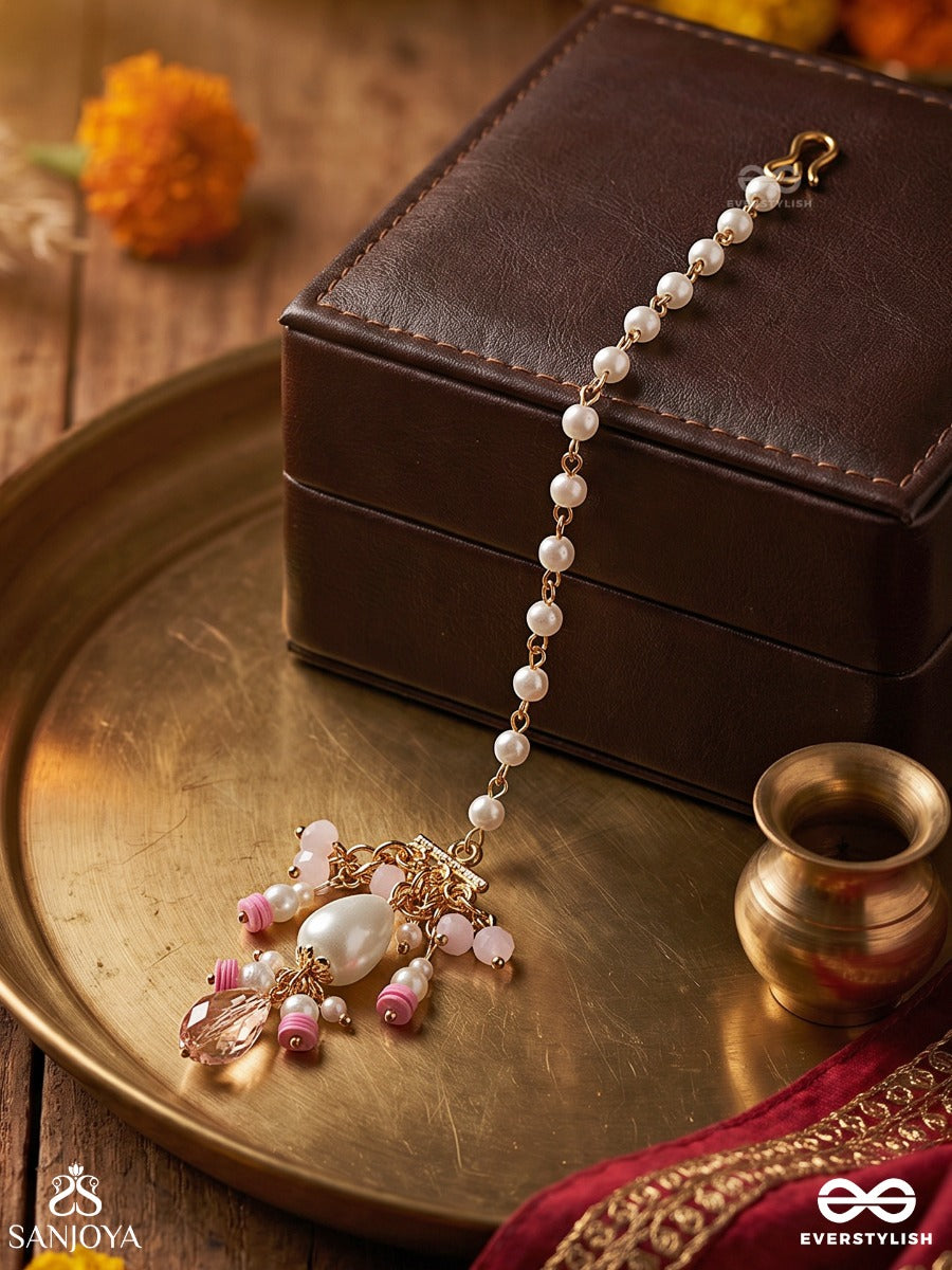 Noortilika – Radiant Adornment – Delicate Maangtika With Floral Motifs And Dangling Stone Accents