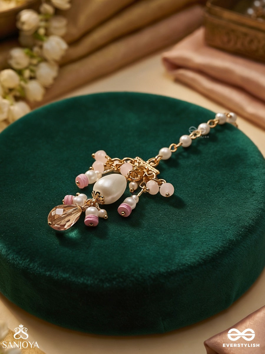Noortilika – Radiant Adornment – Delicate Maangtika With Floral Motifs And Dangling Stone Accents