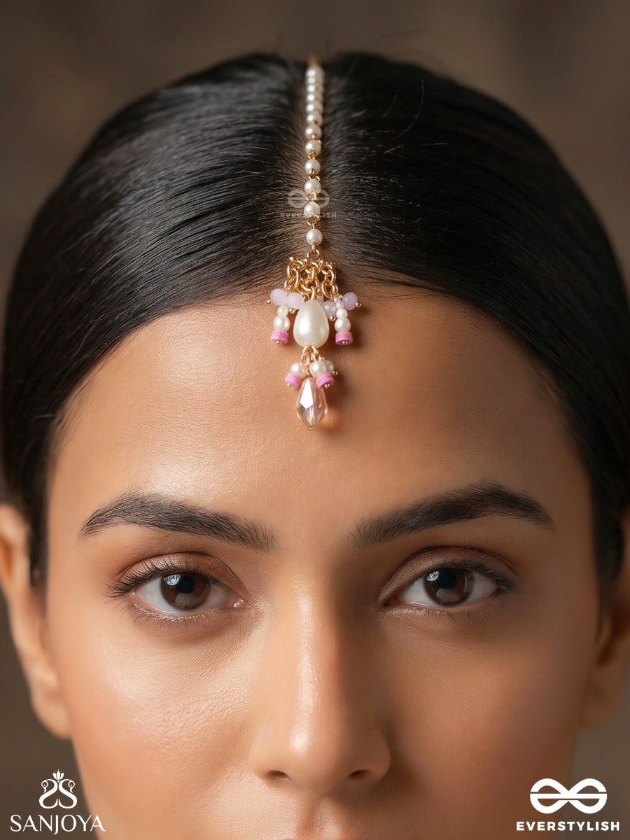 Noortilika – Radiant Adornment – Delicate Maangtika With Floral Motifs And Dangling Stone Accents