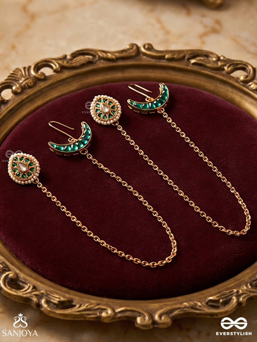 Pankhurileena – Flow Of Petals – Delicate Padma Chain Earrings With Dainty Gem Accents And Drop Details