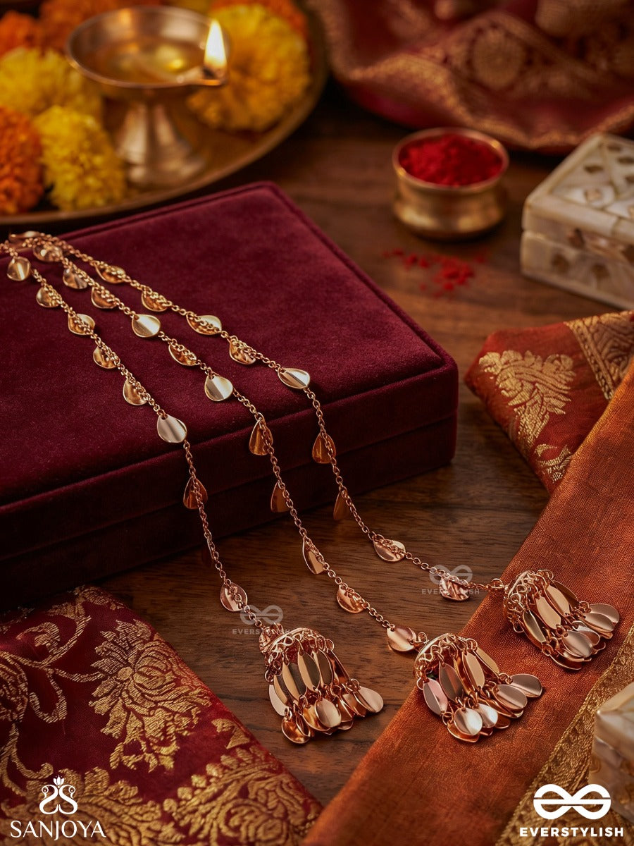 Dhwanika – Echo Of Grace – Ornate Braid Paranda Hair Accessory With Golden-Tone Disc Details, Chain Layers And Dangling Metal Accents