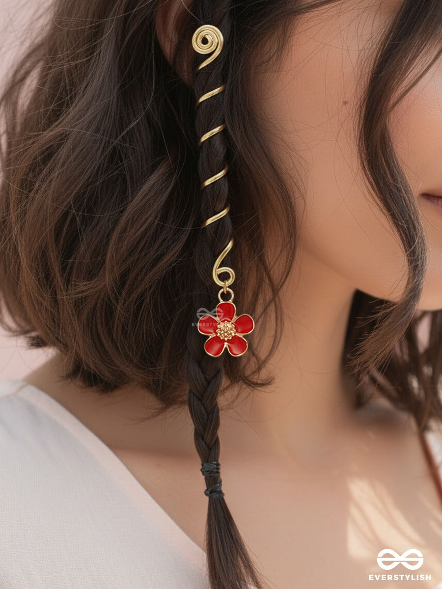 Berry Bloomlet – Soft Girl Braidlet With Red Flower Accent