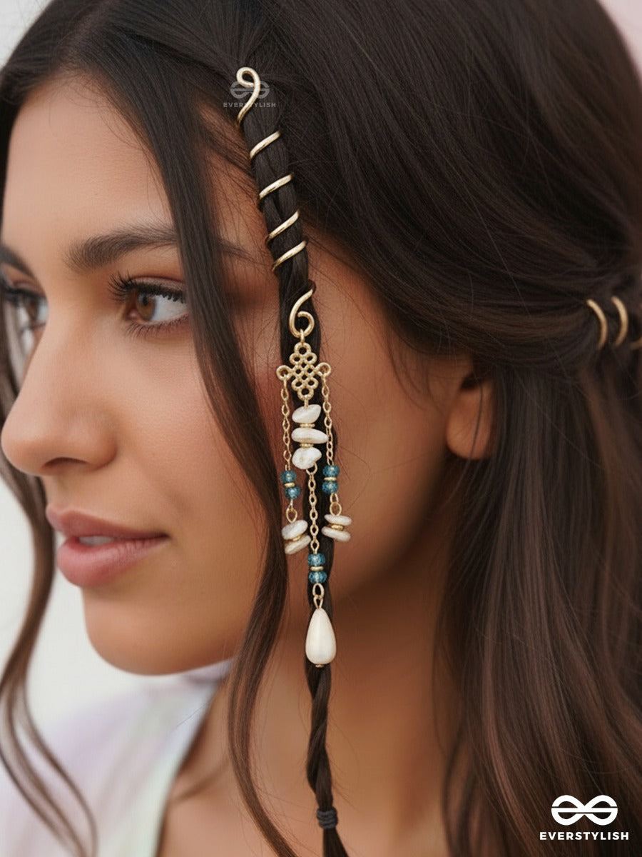 Seaflare Twirl – Golden Braidlet With Ocean Drop Charms