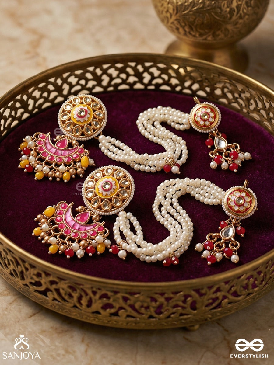 Karnapriya – Beloved Adornment – Elegant Earcuff Earrings With Ear-Hugging Pearl Drapes, Floral Motifs And Soft Hanging Drops