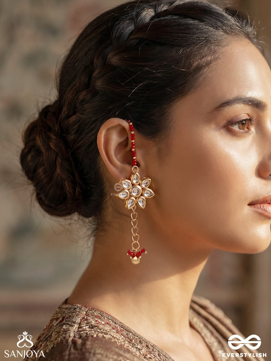 Tarangrekha – Flowing Line – Elegant Long Earrings With An Elongated Form, Decorative Top Detail And Dainty Drop Accents