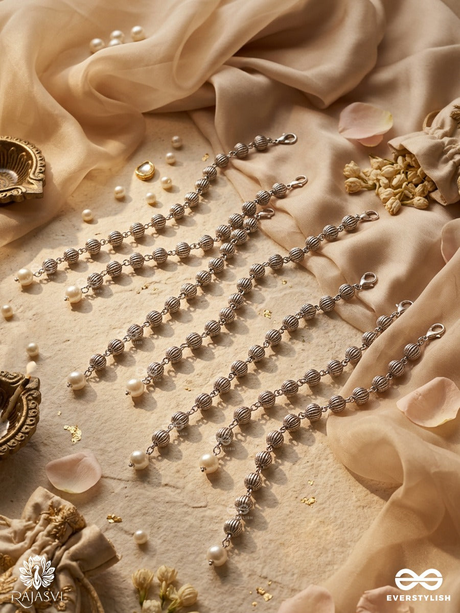 Moti Rekha – Oxidised Pearl Hair Accessory Set Of 7