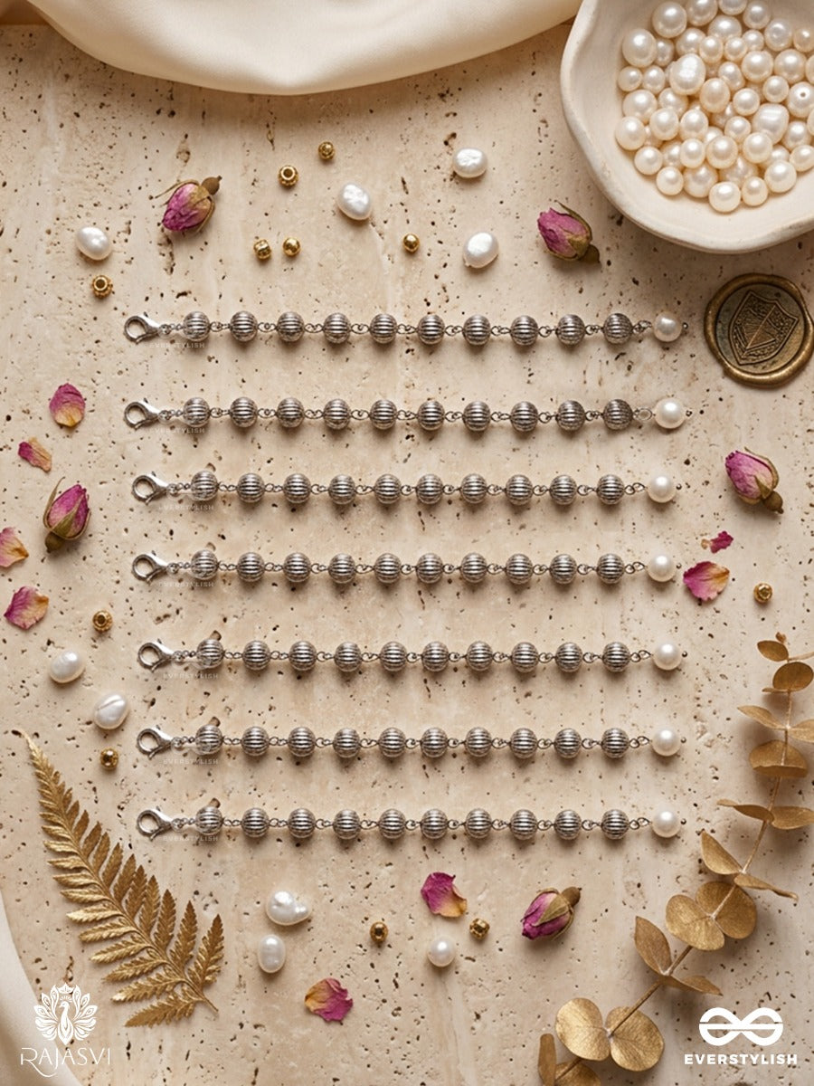 Moti Rekha – Oxidised Pearl Hair Accessory Set Of 7