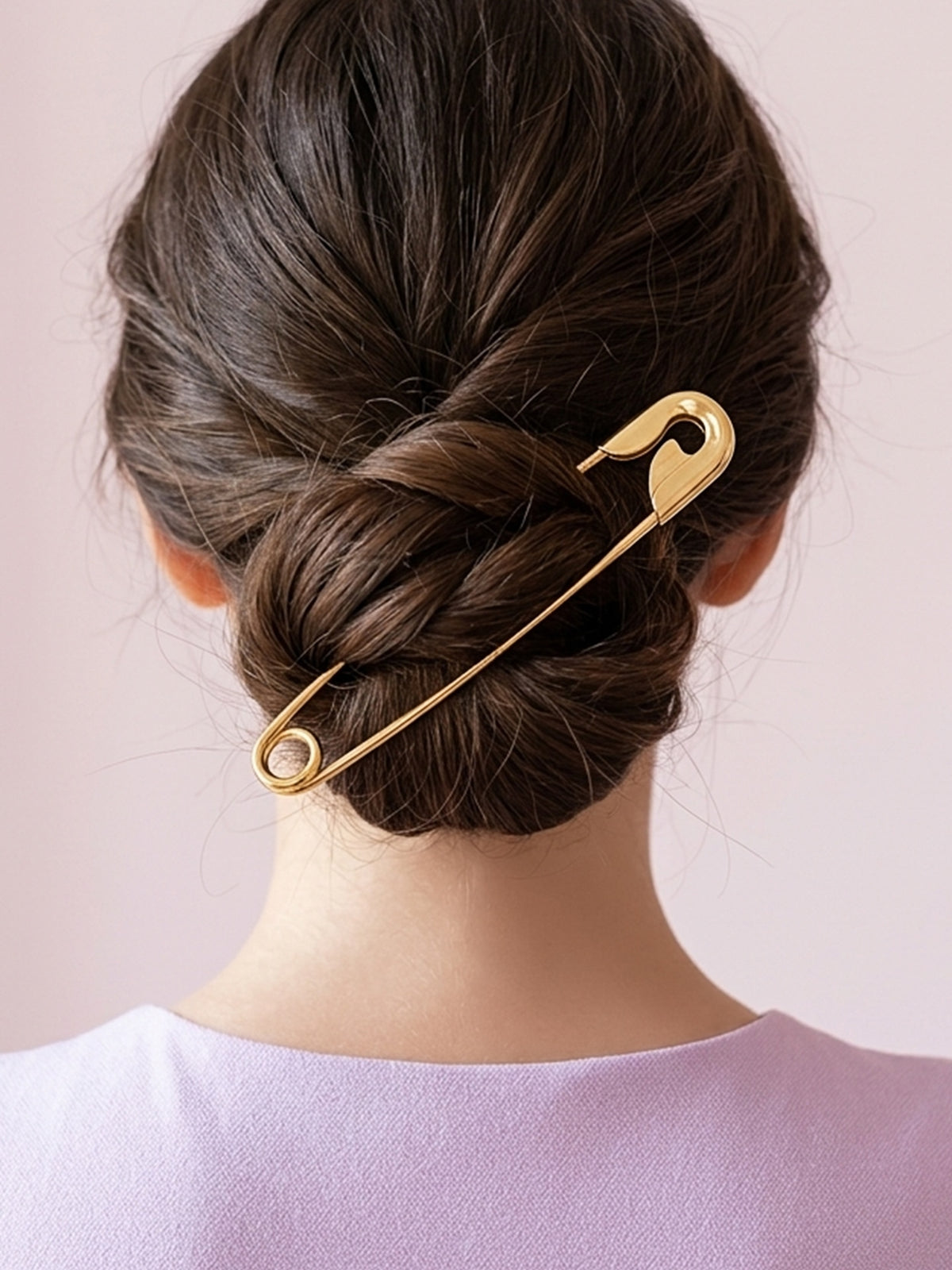 Pinned Down - Golden-Tone Safety Pin Hair Accessory