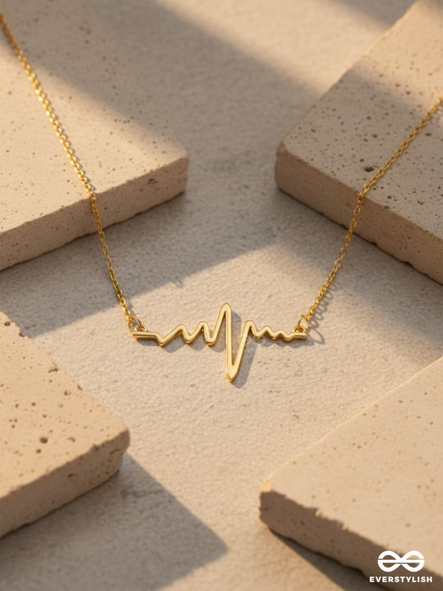 The Elegant Casual Heartbeat Necklace- Golden With Anti-Tarnish Coating