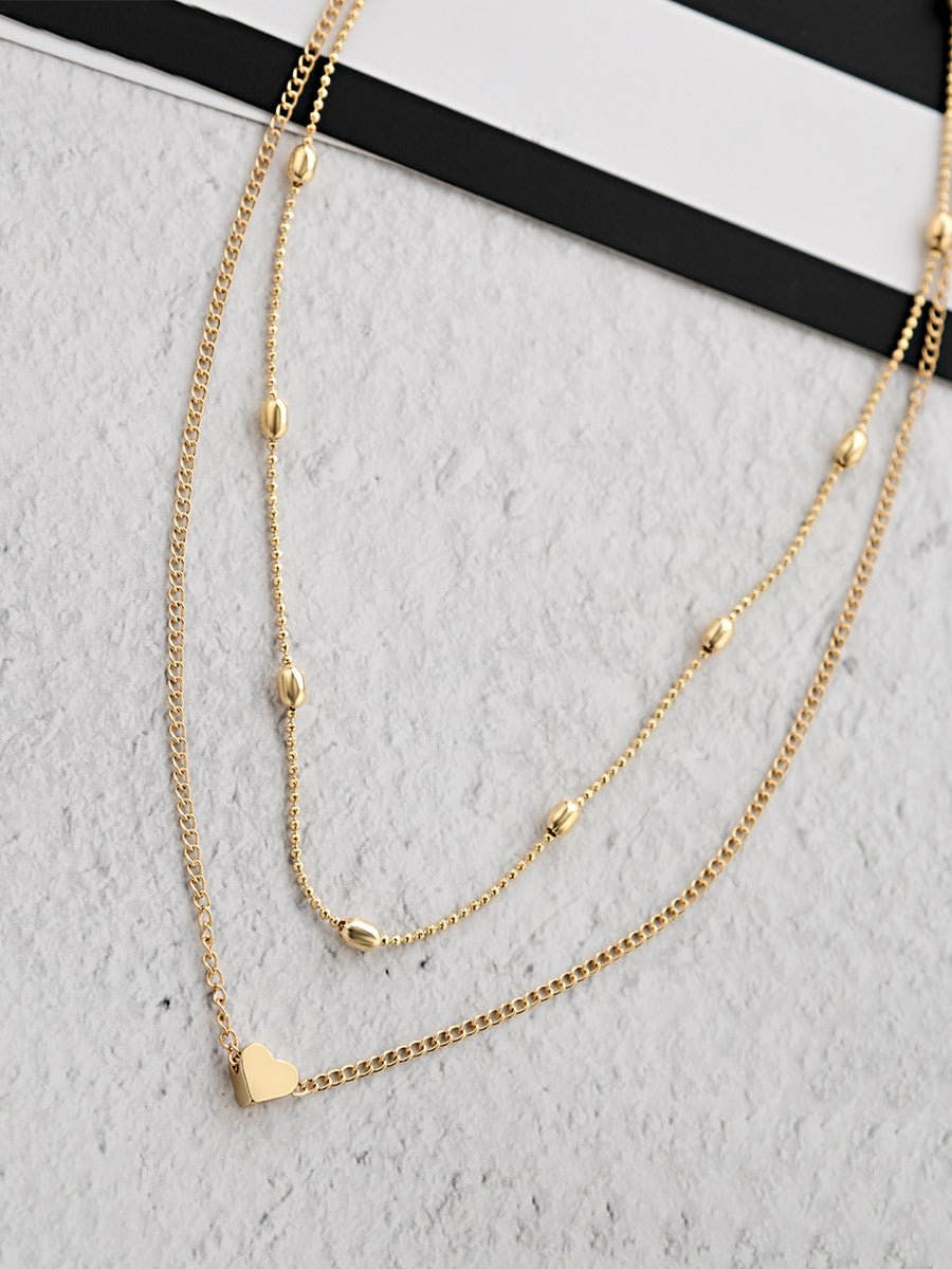 Charming Beauty Double Layered Heart Necklace